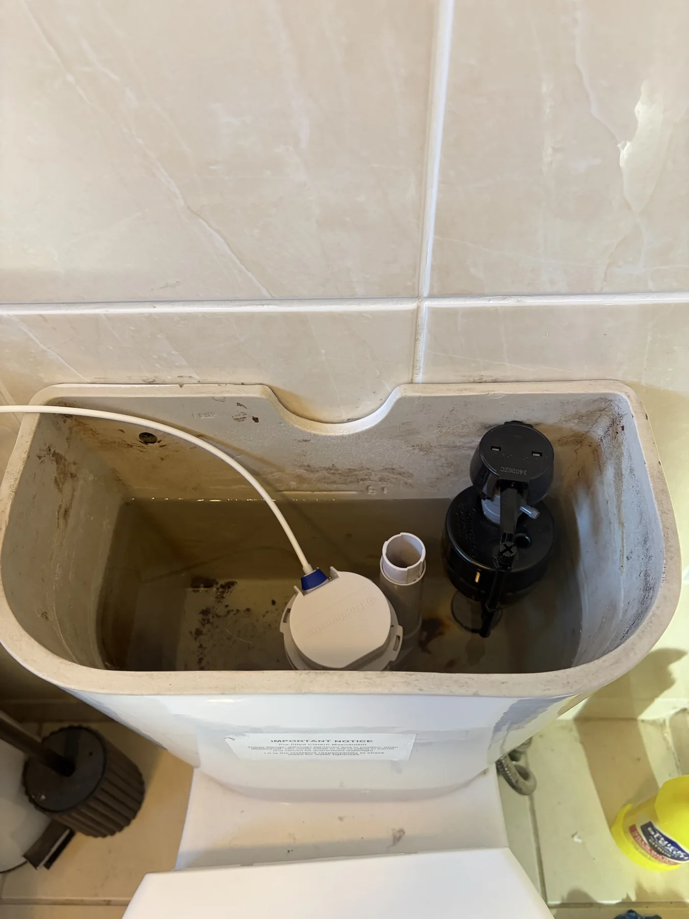 New toilet fill valve fitted during a running toilet repair in Blaby