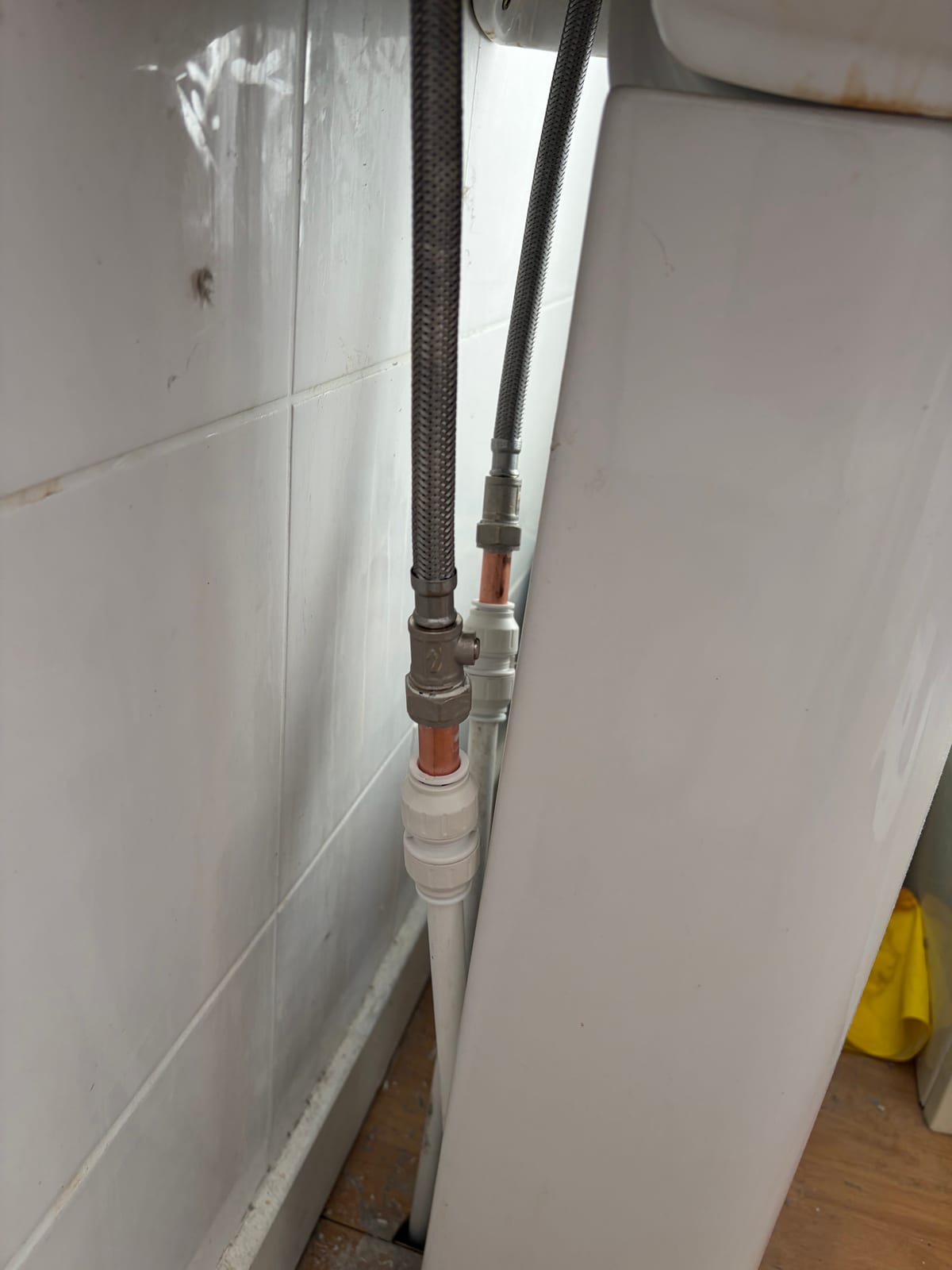 New basin flexible connectors and isolation valves fitted in Broughton Astley